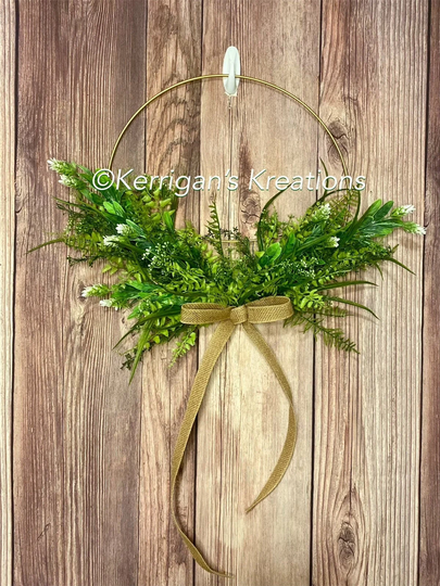 Versatile Gold Hoop Wreath - All Season Minimalist Decor - Modern Farmhouse Eucalyptus House Warming Gift - Special Gift