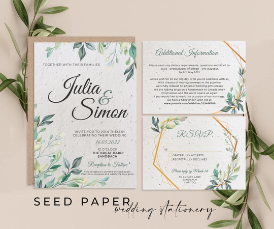 Boho Wedding Invite, Plantable Seed Cards, Wildflower Wedding, Sustainable & Biodegradable Wedding Invitation Card, Eco-Friendly