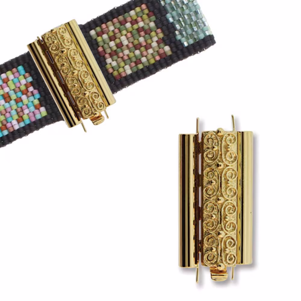 Beadslide Clasp For Seed Beads 45029 | 1 Squiggle 24mm Gold Plated Clasp, Bead Slide Beadweaving, Slider