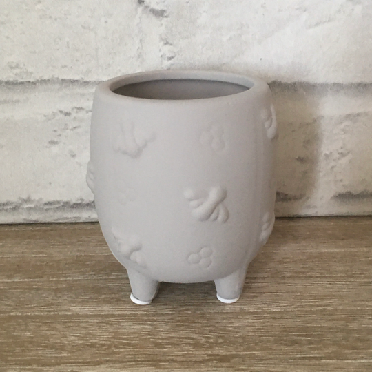 Small Bees Cement Planter Flower Plant Pot Home Decor Garden Gardening Grey Indoor