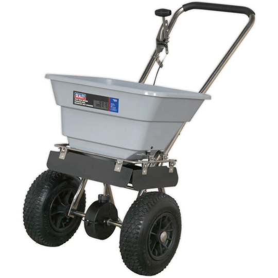 Stainless Steel Broadcast Salt Spreader 37kg Walk Behind - Sealey