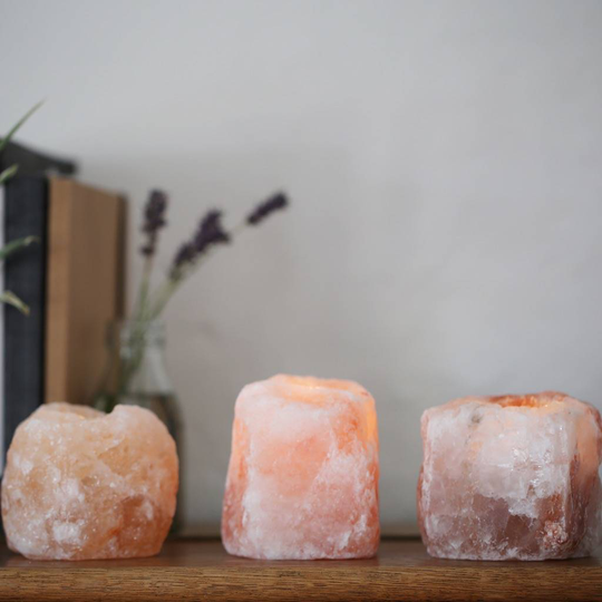 Set Of Three Himalayan Rock Salt Candle Holders