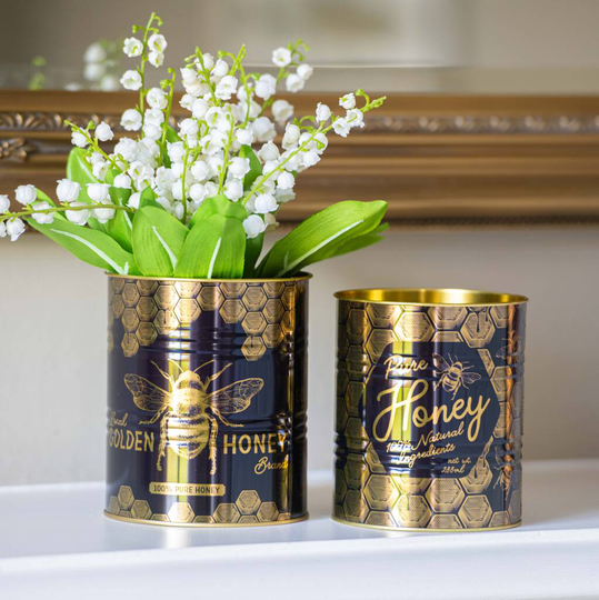 Set Of Gold Lined Bright Patterned Tins