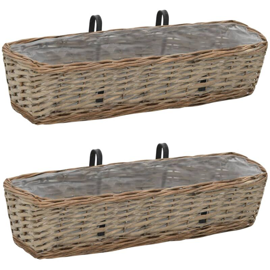 Balcony Planter 2 pcs Wicker with pe Lining 60 cm Vidaxl Brown