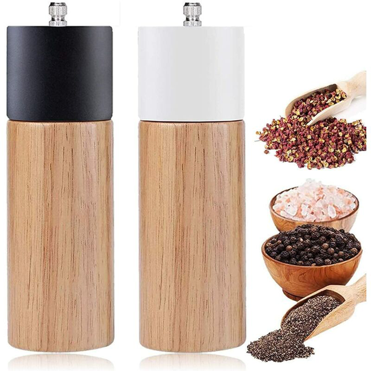Perle Rare - Manual Pepper and Salt Mill with Adjustable Ceramic Grinding Wheel - Set Pepper & Salt Shaker, Salt and Pepper Shakers - Coarse and Fine