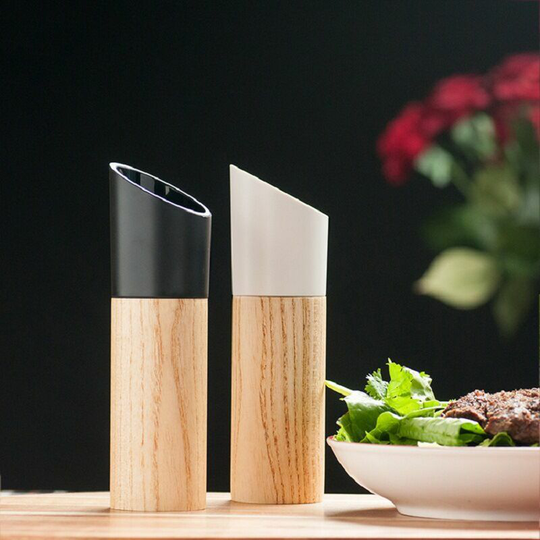 Monly - Salt and Pepper Mill Set with Tall Black and White Salt and Pepper Shakers with Adjustable Coarseness,Perfect Gift for Salt and Pepper Shakers
