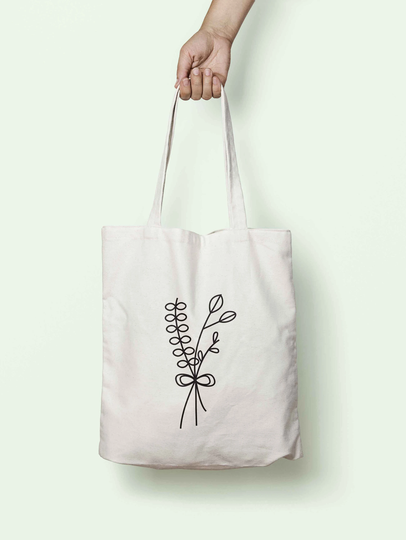 stem Floral Illustration Tote Bag Long Handles S0449