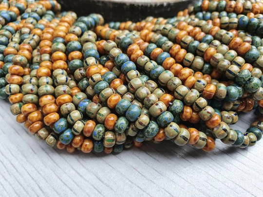 4/0 Aged Mural Picasso Seed Beads | 5mm Full Strand