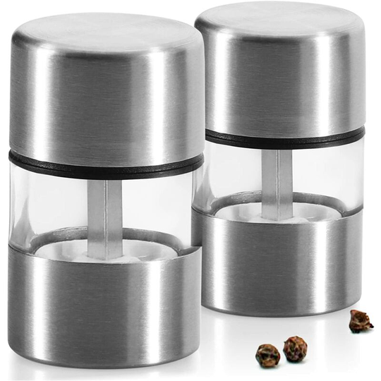 Perle Rare - 2x Mini stainless steel salt and pepper grinder with ceramic grinder - kitchen accessories - grinder (02 pieces - mini)