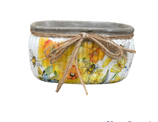 Planter, Planters, Outdoor Indoor Floral Bee Daffodil & Garden