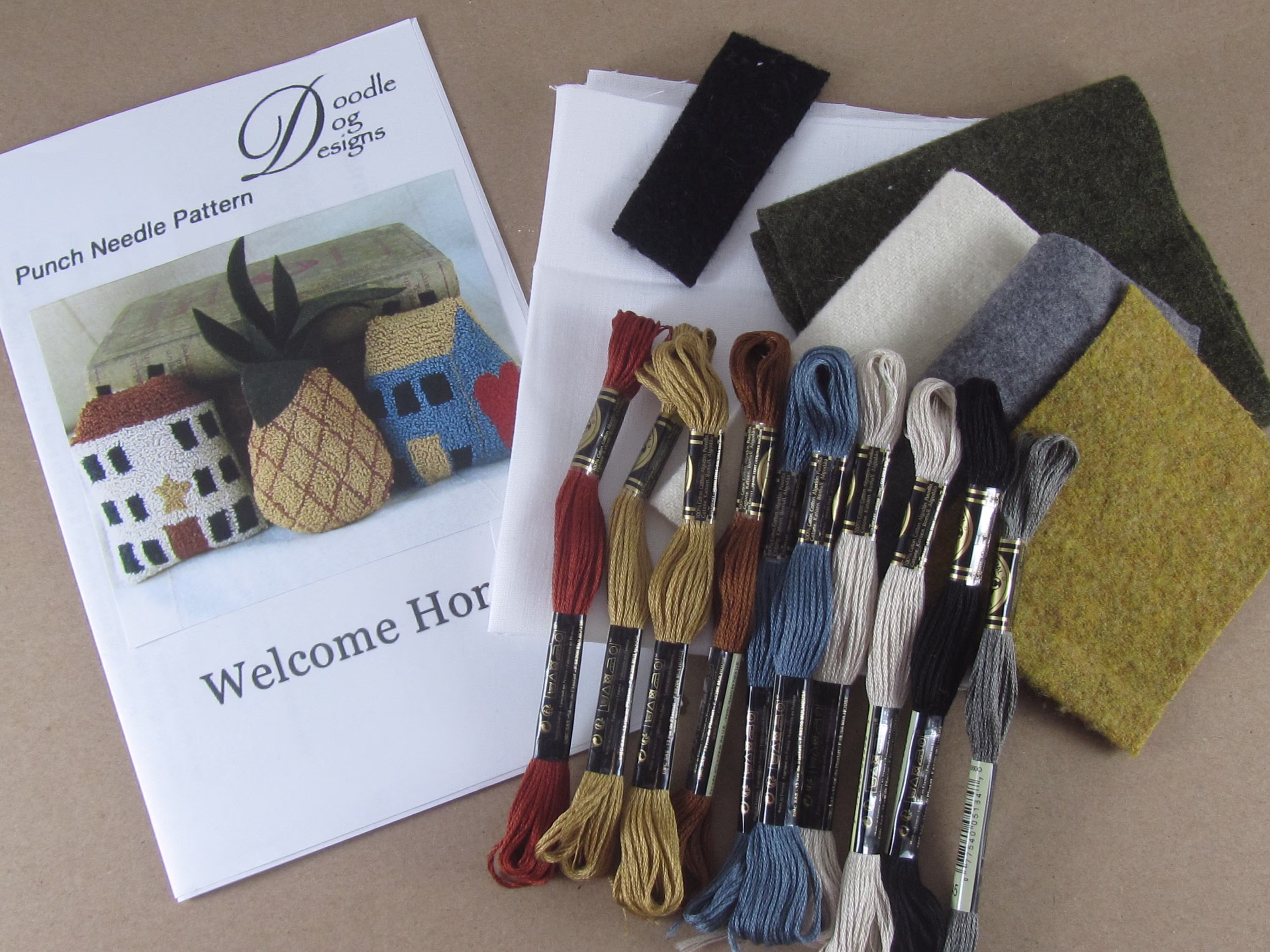 Punch Needle Kit ~ Salt Box House & Pineapple Bowl Fillers Or Shelf Sitters Pattern Punchneedle