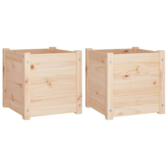 Garden Planters 2 pcs 40x40x40 cm Solid Pinewood Vidaxl Brown
