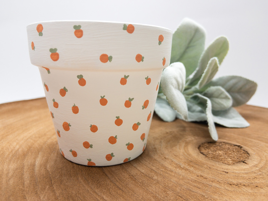 Hand Painted Planter | Indoor Gift Ideas Terracotta Décor Clay Planter| Orange Design| Boho