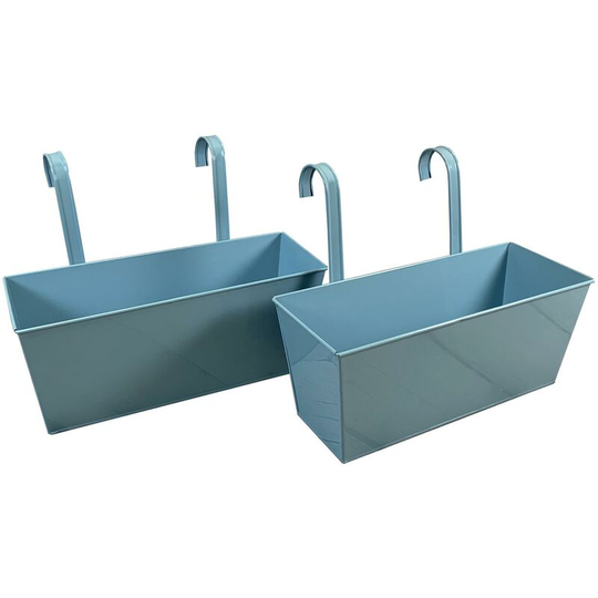 Selections - Duck Egg Blue Balcony Hanging Planters (Set of 2)