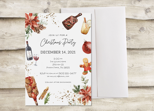 Holiday Party Invitation, Christmas Cocktail Shindig Invite, Neighborhood Or Community Block Party, Dinner With Family & Friends