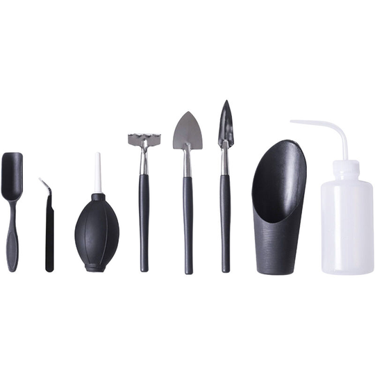 Asupermall - 8PCS Garden Planting Tool Set Include Mini Rake Shovels Tweezer Bonsai Succulent Transplanting Miniature Fairy Mini Planting Hand Tools