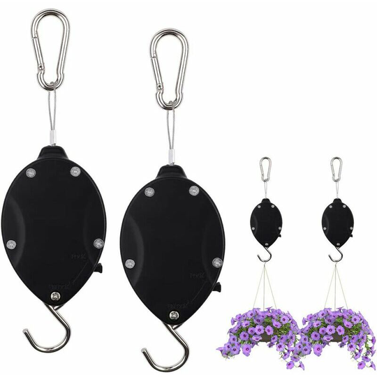 2 Pcs Pulley Plant Submersible Plants Pulley Hanging Hook Flower Pot for Flower Baskets Bird Feeder Birdcage (2 Pcs)