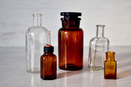 Antique Empty Pharmacy Jar Bottle Decor Vintage Medical Glass
