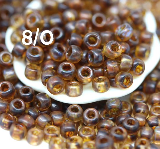 Picasso Brown Toho Seed Beads Size 8/0, Transparent Frosted Light Amethyst Y317F, Hybrid - 10G S088