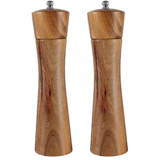 Salt and Pepper Grinders Set, Acacia Wooden Salt and Pepper Mills Shakers Kit Ceramic Rotor 2pcs 8 inches (color box)