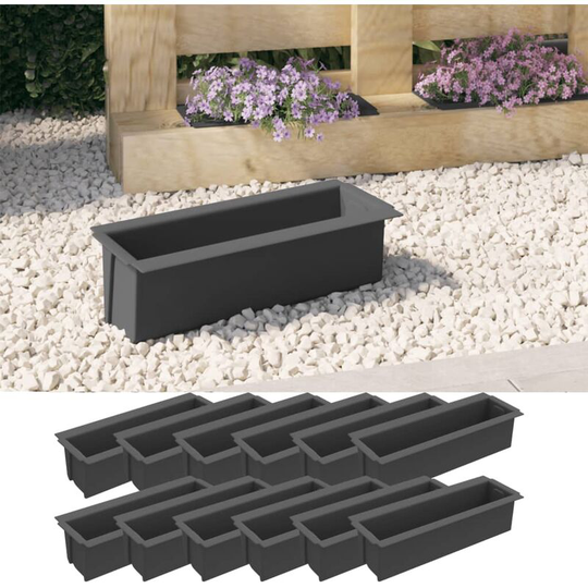 Flower Boxes for Euro Pallets 12 pcs Grey 36x13.5x9.5 cm pp Vidaxl Grey