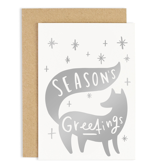Seasons Greetings Christmas Card - Silver Foil Quote Cc118