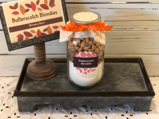 Butterscotch Blondies in A Quart Mason Jar