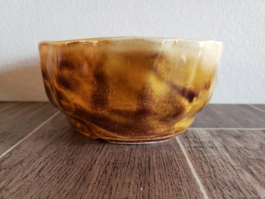 Vintage Brown Drip Glaze Succulent Planter P6 Usa | & Cream Pottery Cactus Bonsai