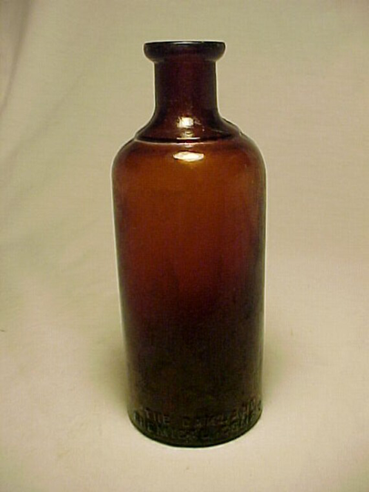 C1890-1910 Dioxogen The Oakland Chemical Company , Amber Cork Top Patent Medicine Bottle, Great Country Primitive Wedding Decor