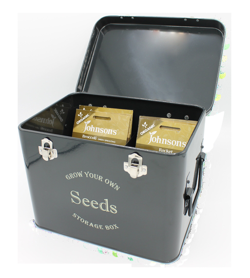 Seed Tin Storage For Gardeners Gift Black