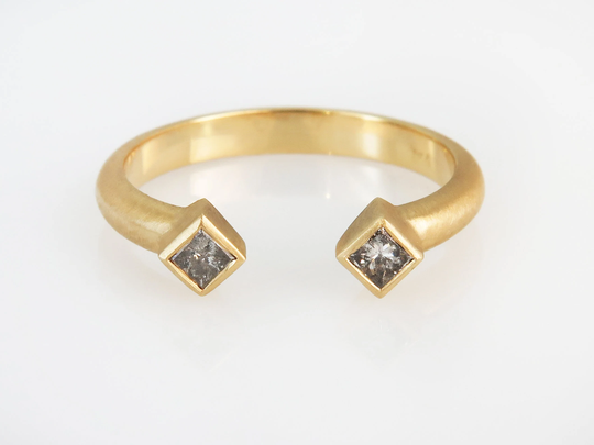 Fine Diamond Ring, Princess 14K Salt & Pepper Open Modern 18K Ring