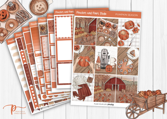 Pumpkin Season - Vertical Planner Stickers | Erin Condren Weekly Kit Fall Autumn Farm Bucket List