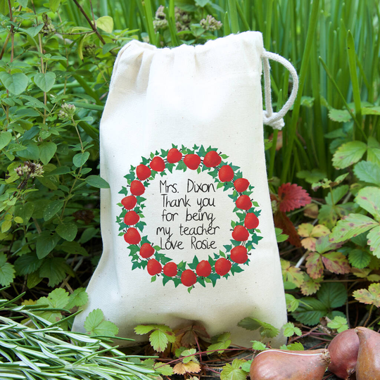 Apple Wreath Teacher's Gift Bag With Seeds