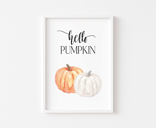 Hello Pumpkin | Autumn Prints Seasonal Decor Halloween Fall Autumnal Sign