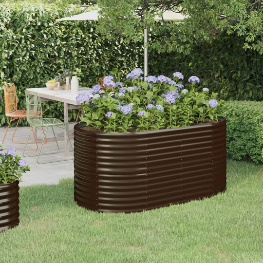 Asupermall - Garden Planter Powder-coated Steel 152x80x68 cm Brown