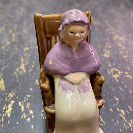 Antique Palmar Salt & Pepper Shakers Old Woman Rocking Chair Made in Japan 1940S