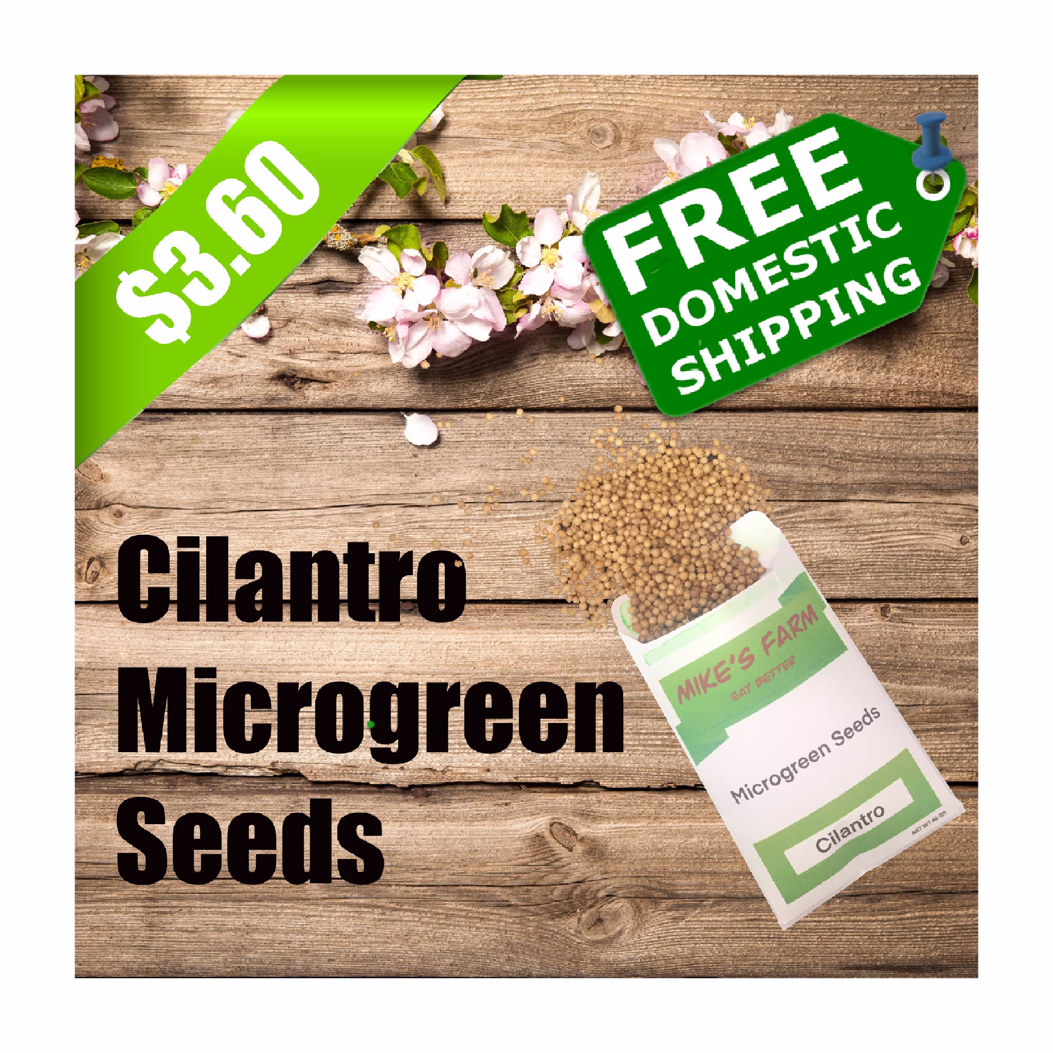 Cilantro Microgreen Seeds. Organic, Non-Gmo, Heirloom, Premium Quality Seeds With High Germination Rate