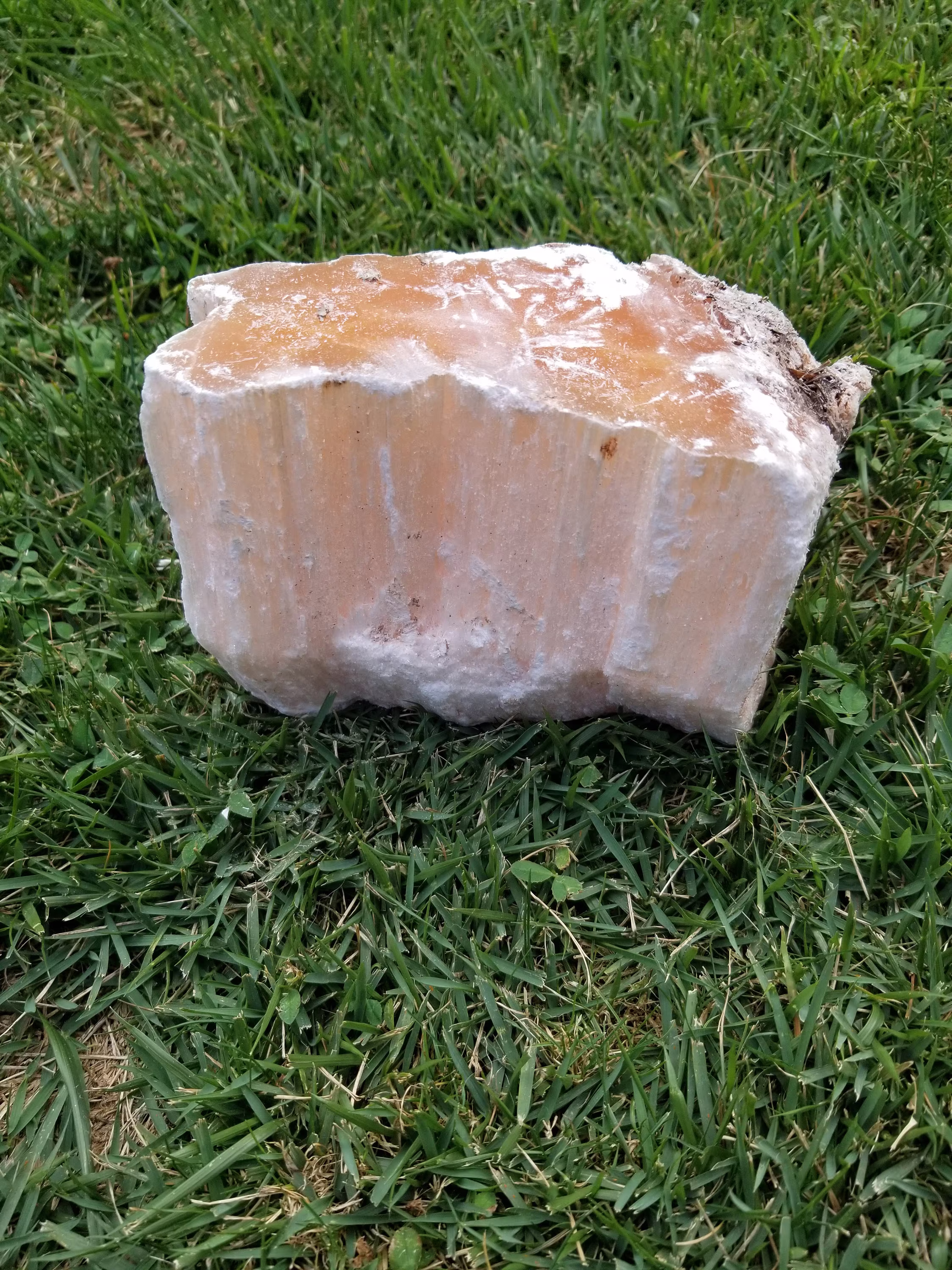 4.12 lb | Pound Large Chunk Rough Peach Selenite | Satin Spar Natural Color From Morocco