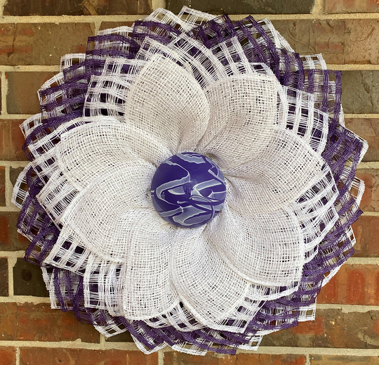 Wreath, Front Door Hanger, Mesh Everyday All Season Purple Spring Farmhouse Wreath
