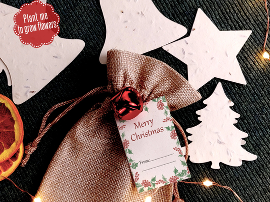 Plantable Christmas Favours, Seed Paper, Stocking Filler, Secret Santa, Table Decorations, Eco-Friendly