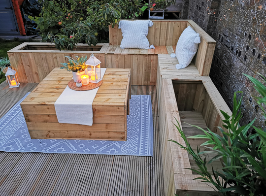 Eleanor Planter Bench. Corner Bench With Planters. Various Sizes