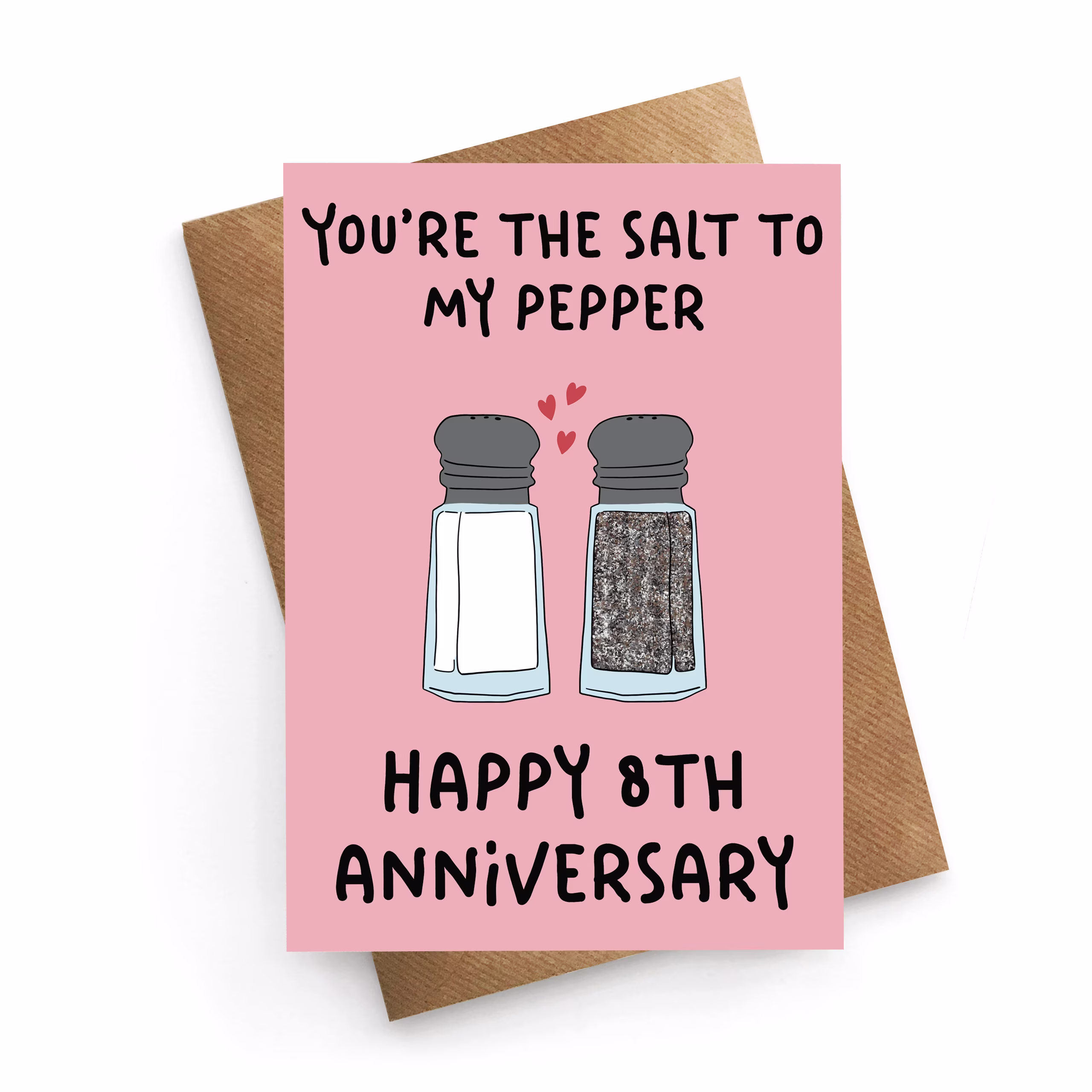 Salt Anniversary Card, 8Th Wedding Card From Wife, Husband Anniversary, Wood Gift For Him