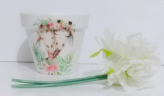 Giraffe Couple Decoupaged Plant Pot, Beautiful Colourful Planter, Indoor Outdoor Garden Planter, Perfect Present Or Thankyou Gift, Butterflies