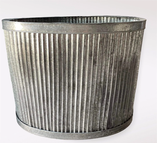 xl Galvanised Dolly Tub | Metal Garden Planter Trough Bowl Ribbed Outdoor Pot