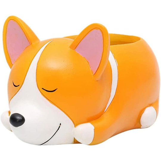 Bearsu - Succulent Cactus Flower Pot - Kawaii Animal Cute Sleepy Dog Succulent Pots/Plant Pots/Planter/Container with Drainage Resin Mini Flowerpot