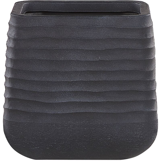 Modern Outdoor Garden Flower Pot Large 38 x 37 cm Square Planter Black Parikia - Black