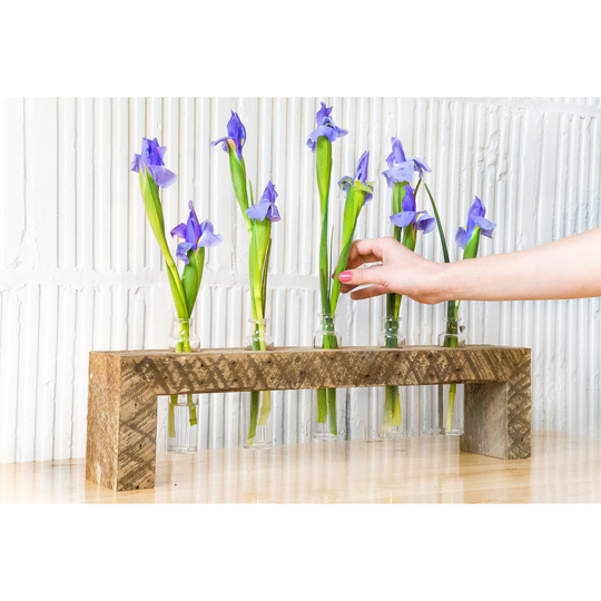 Mothers Day Gift - Gifts For Her Rustic Centerpiece Candle Holder Reclaimed Wood Farmhouse Decor Unique Bud-Vase