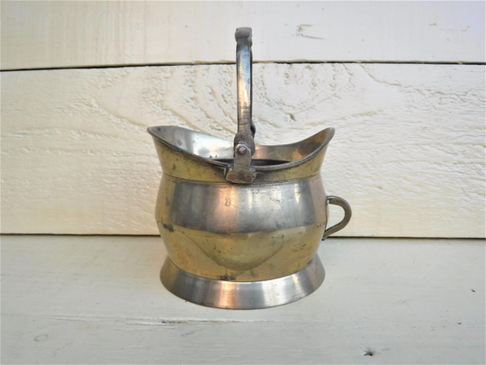 Vintage Solid Brass Plant Holder, Mini Coal Bucket Style