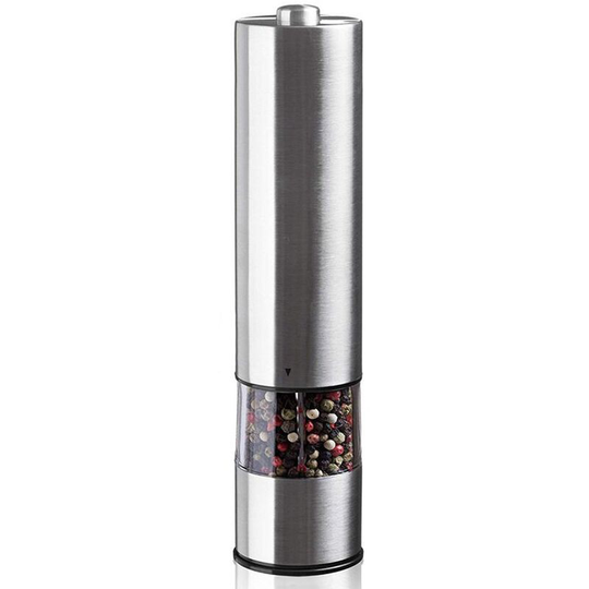 Electric Salt and Pepper Grinder Set - Battery Operated Stainless Steel Mill with Light (Pack of 2) single
