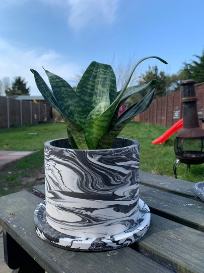 Plant Pot | Made To Order Custom Indoor Planter Large & Tray Eco-Friendly Handmade Marble Effect Terrazzo